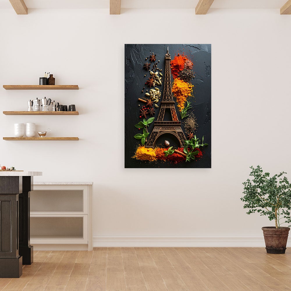 Obraz do kuchni restauracji baru jadalni, Przyprawy Zioła Wieża Eiffla 60x90 - 2