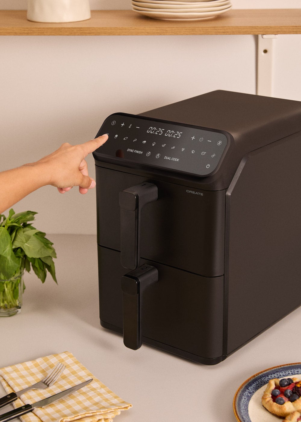 CREATE - AIR FRYER DUAL STACK - Frytkownica beztłuszczowa 11,2 L z podwójną warstwą i niezależną kontrolą - Noir - 4