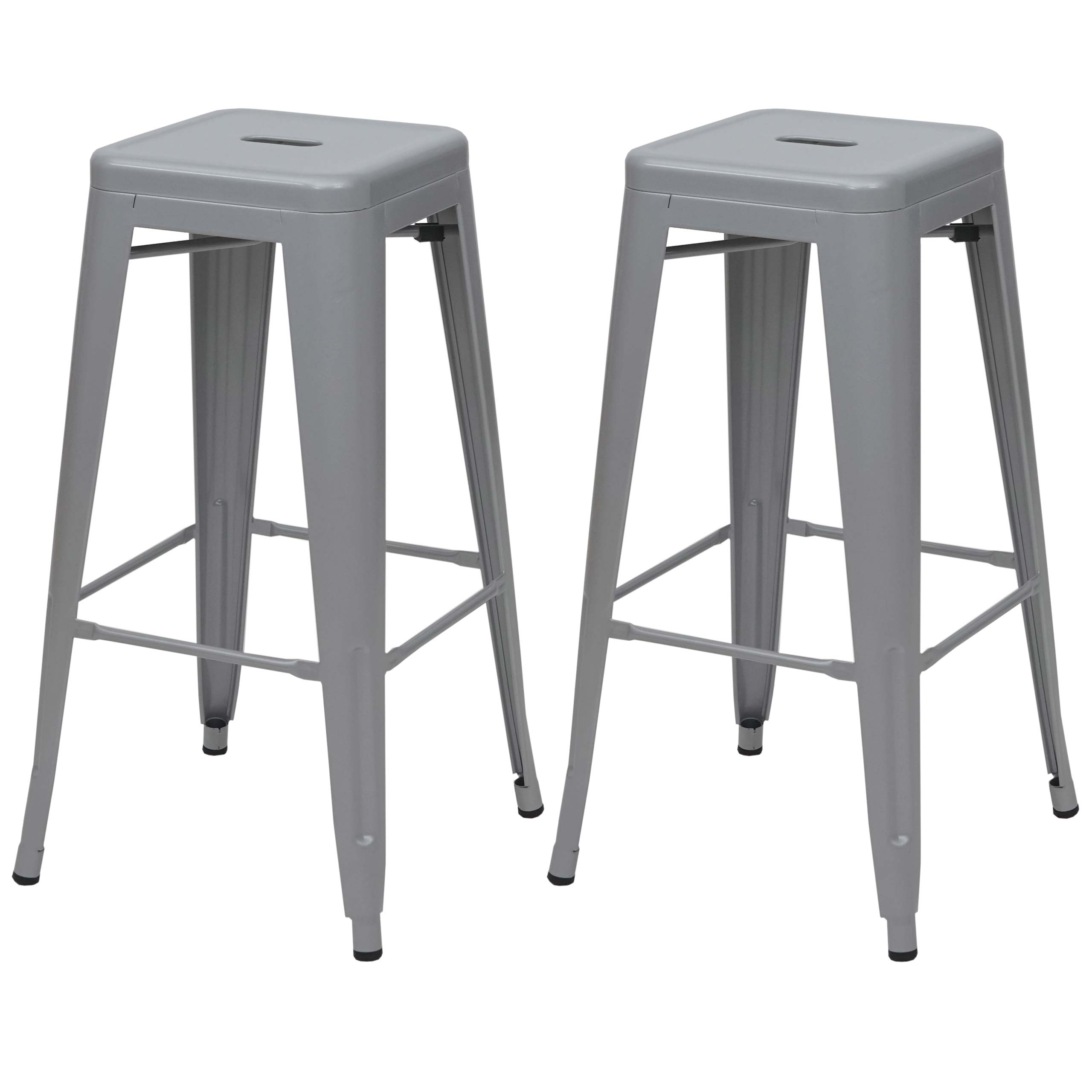 Set Di 2 Sgabelli Da Bar Dal Design Industriale In Metallo Grigio Impilabili 040000108 52734932