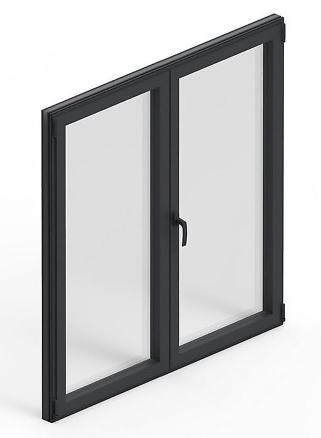 Fenêtre Aluminium deux cadres double ouvrant RAL 7016 ( L.: 240 cm x H.: 200 cm)