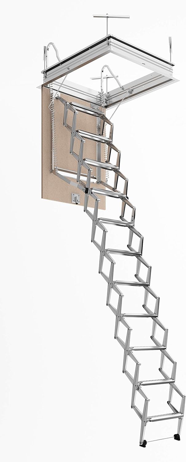 Escalera retráctil manual pantógrafo ático | paso de descenso lado 60 | medida 60x100 alto=276-300 cm | escala de fgm