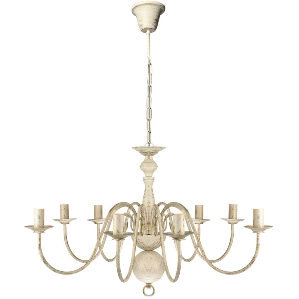 Lustre en métal blanc antique 8 x E14 ampoules - 2