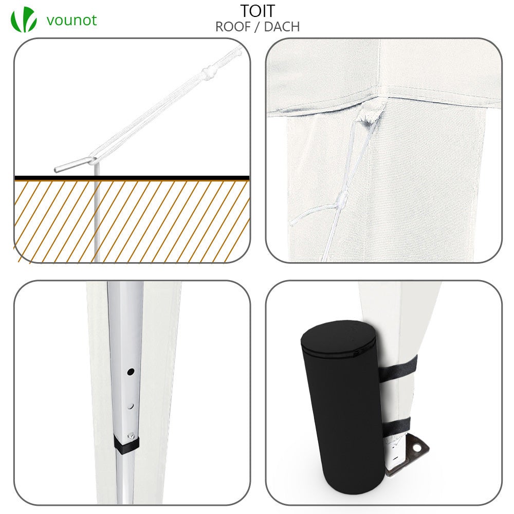 Tonnelle de jardin 3x3m pliable Blanche avec sac de transport VOUNOT® - 6