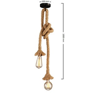 Lampada Sospensione Vintage In Corda Di Canapa 2m - E27 Per Bar, Casa, Ristorante - Foto 6