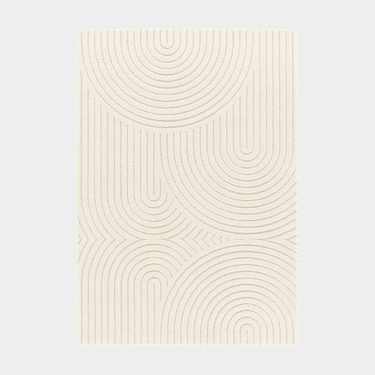 Tapis de salon en relief - Circle - Courbe crème - 160 x 230 cm