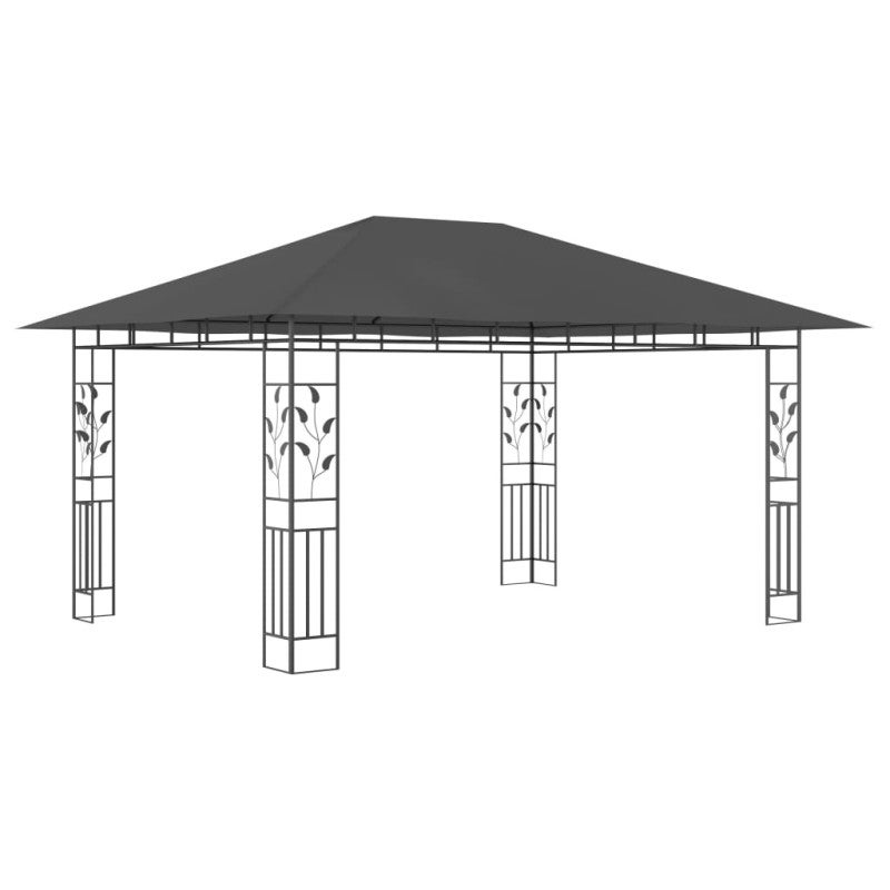 Gazebo con zanzariera e luci led 4x3x2,73 m antracite - 5
