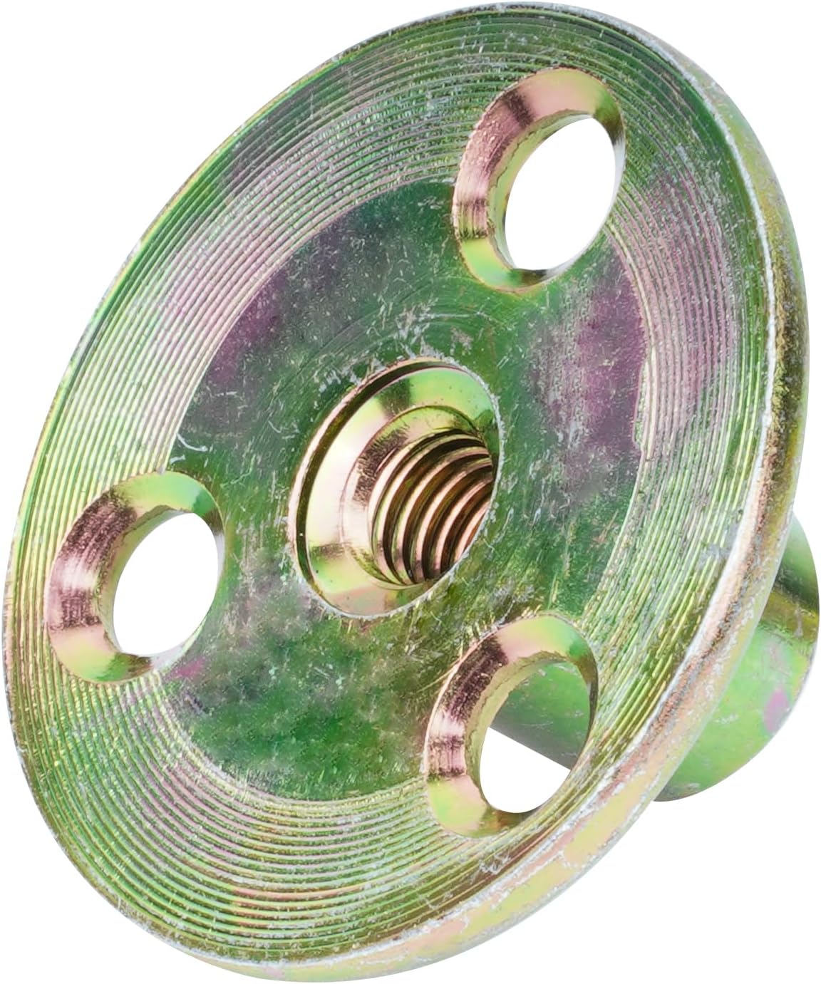 Set di 5 dadi flangiati a 3 fori, dadi a T M10, dadi a T a 3 fori, dadi a T in acciaio al carbonio con base rotonda per il fissaggio - 5