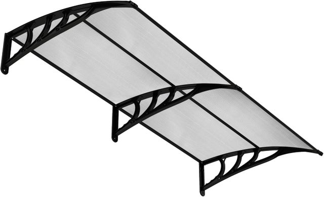 Zadaszenie do drzwi wejściowych 199 x 99 cm, zadaszenie z aluminium i poliwęglanu, przezroczysty daszek łukowy, daszek do drzwi wejściowych