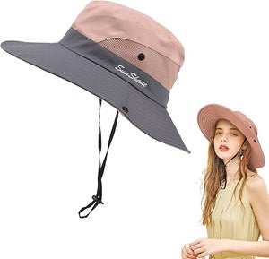Beige  Cappello Da Sole Estivo Da Donna Con Tesa Larga E Parte Superiore Vuota Con Coda Di Cavallo~p139844462 - Foto 6