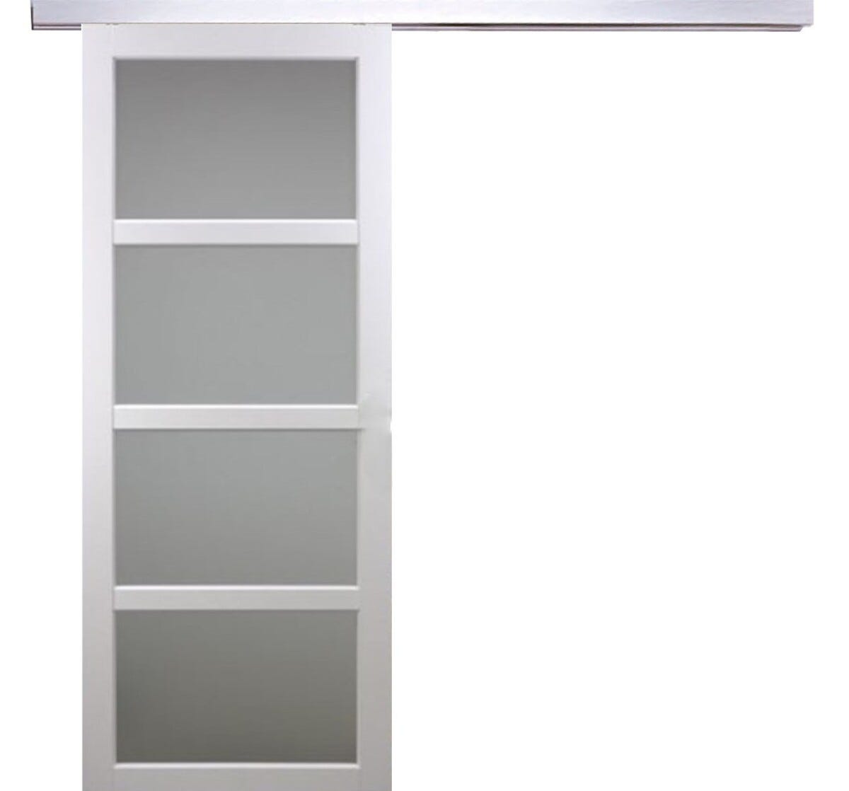 Porte Coulissante Tana Blanc Vitree H204 X L83 + Rail Alu Gd ...