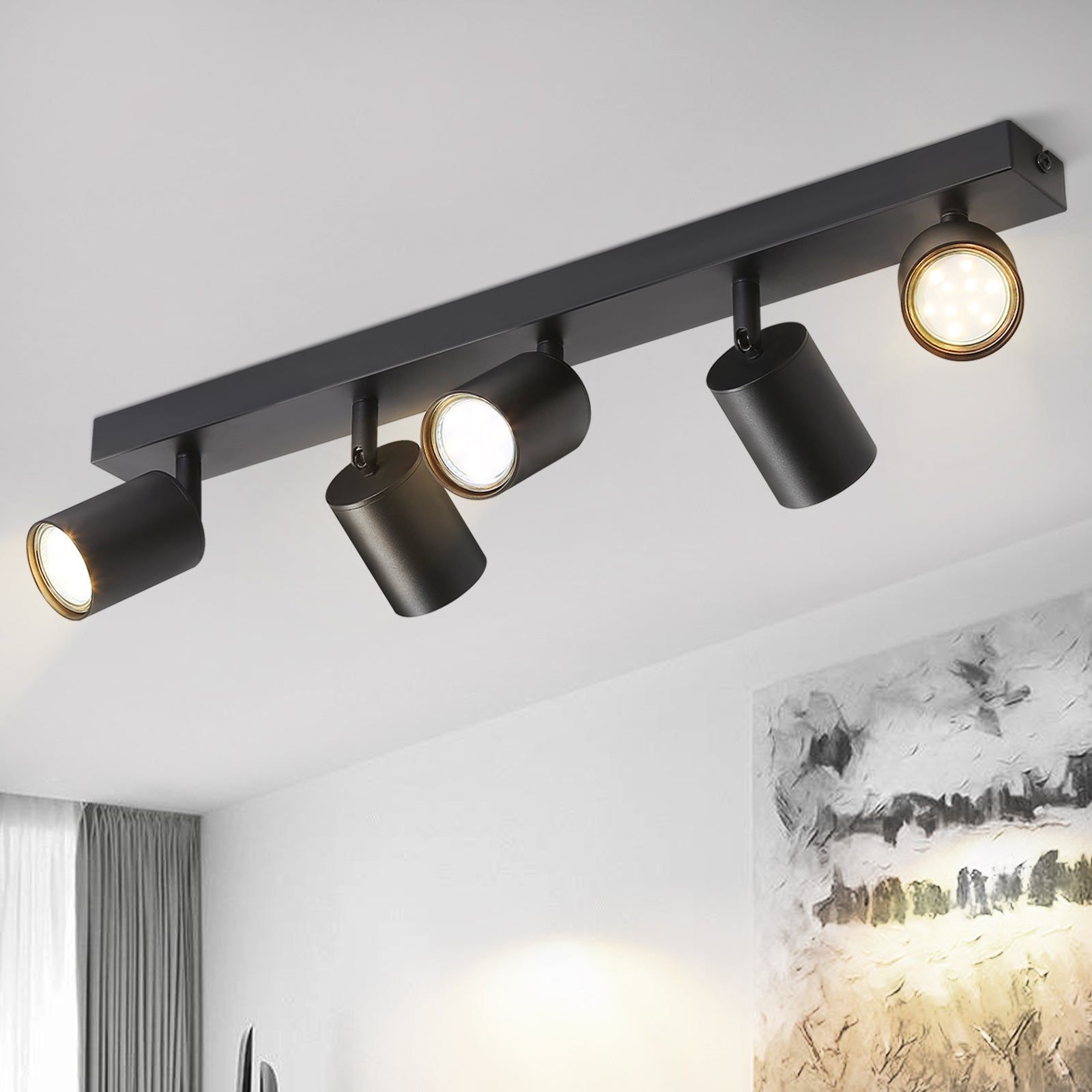 NETTLIFE Czarne Reflektorowaowa sufitowe LED GU10 regulowane 350° nowoczesne do przedpokoju salonu sypialni bez żarówki