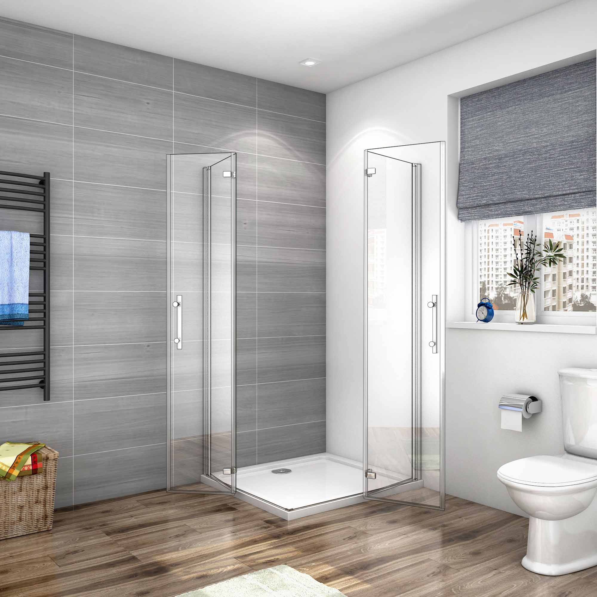 AICA Mampara de Ducha Rectangular Angular Plegable 6mm Antical Tamaño:(980-1000)x(1180-1200)x1850mm - 2