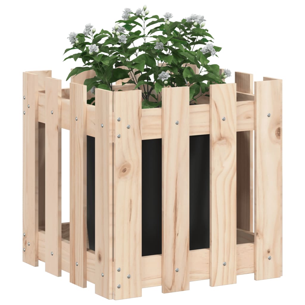 Jardinière | Bac à fleurs | Pot de fleurs avec design de clôture 40x40x40 cm pin massif229765 - 3