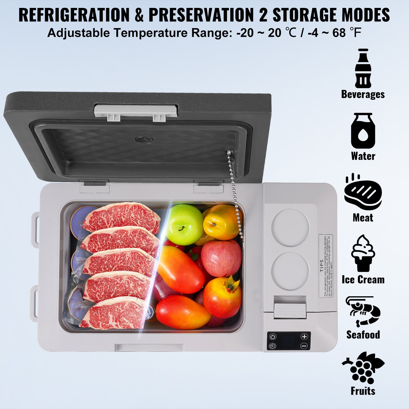 Réfrigérateur Portable VEVOR à Compression 25 L,Mini Frigo Voiture 12/24 V CC 100-240 V CA,Glacière à Zone Unique, -20 °C à 20 °C Température Réglable - 3