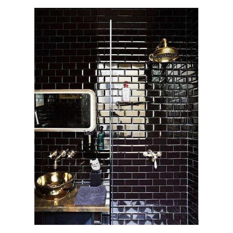 Carrelage mur relief métro parisien uni noir brillant 7,5x15 cm METRO BLACK - 3