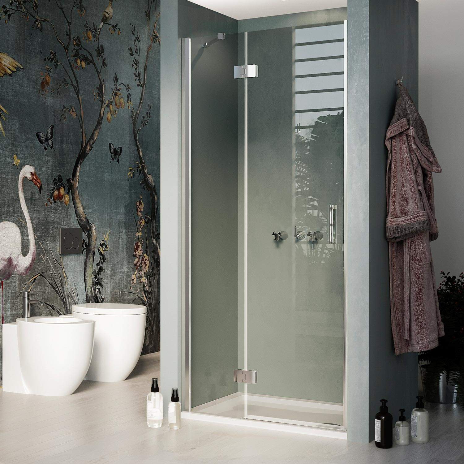 Porta Doccia 90CM H190 Vetro Trasparente con Easy-Clean mod. Flip Anta + Profilo - 2