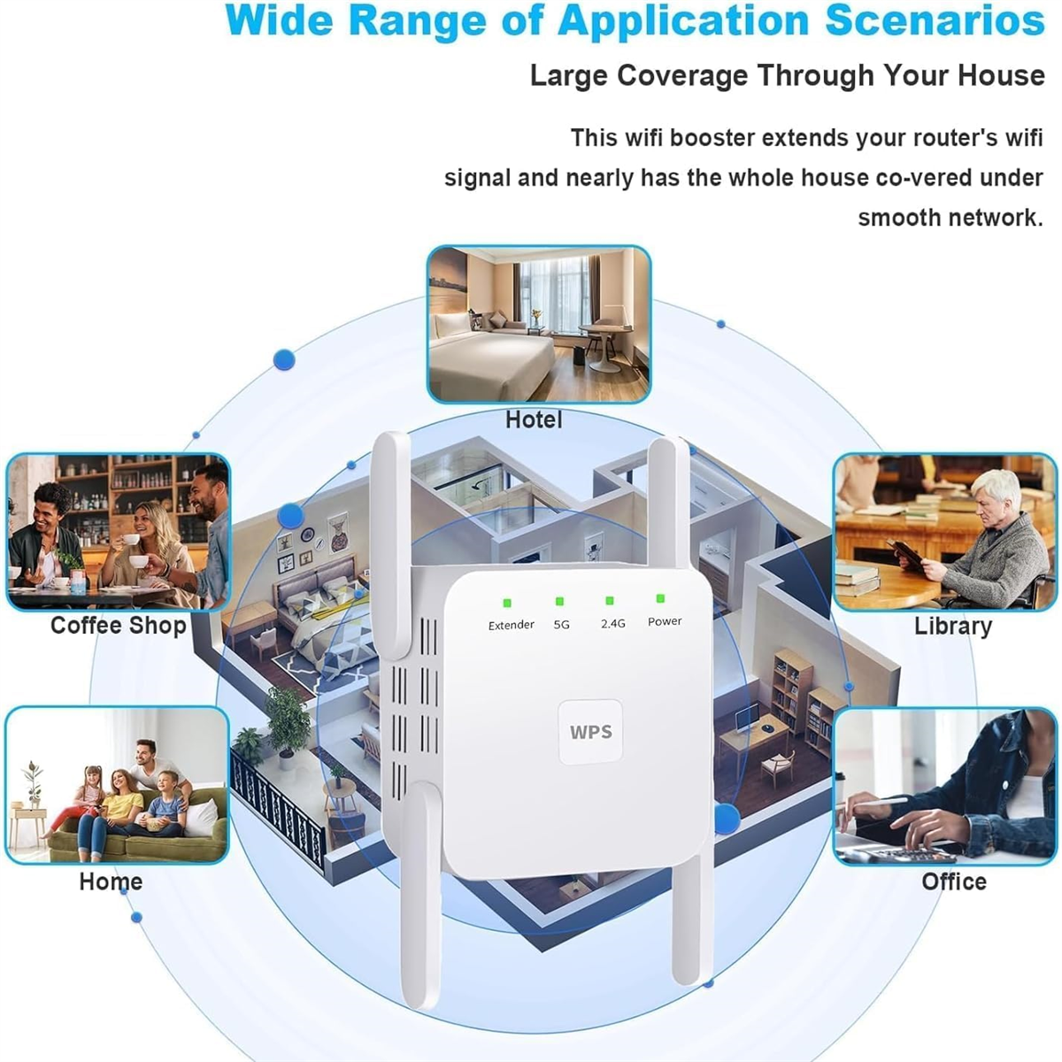 Répéteur WiFi Exterieur, 2025 Nouveau Amplificateur WiFi 1200Mbps, Répéteur WiFi Puissant sans Fil Double Bande 5GHz & 2.4GHz WiFi Extender,Ethernet - 4