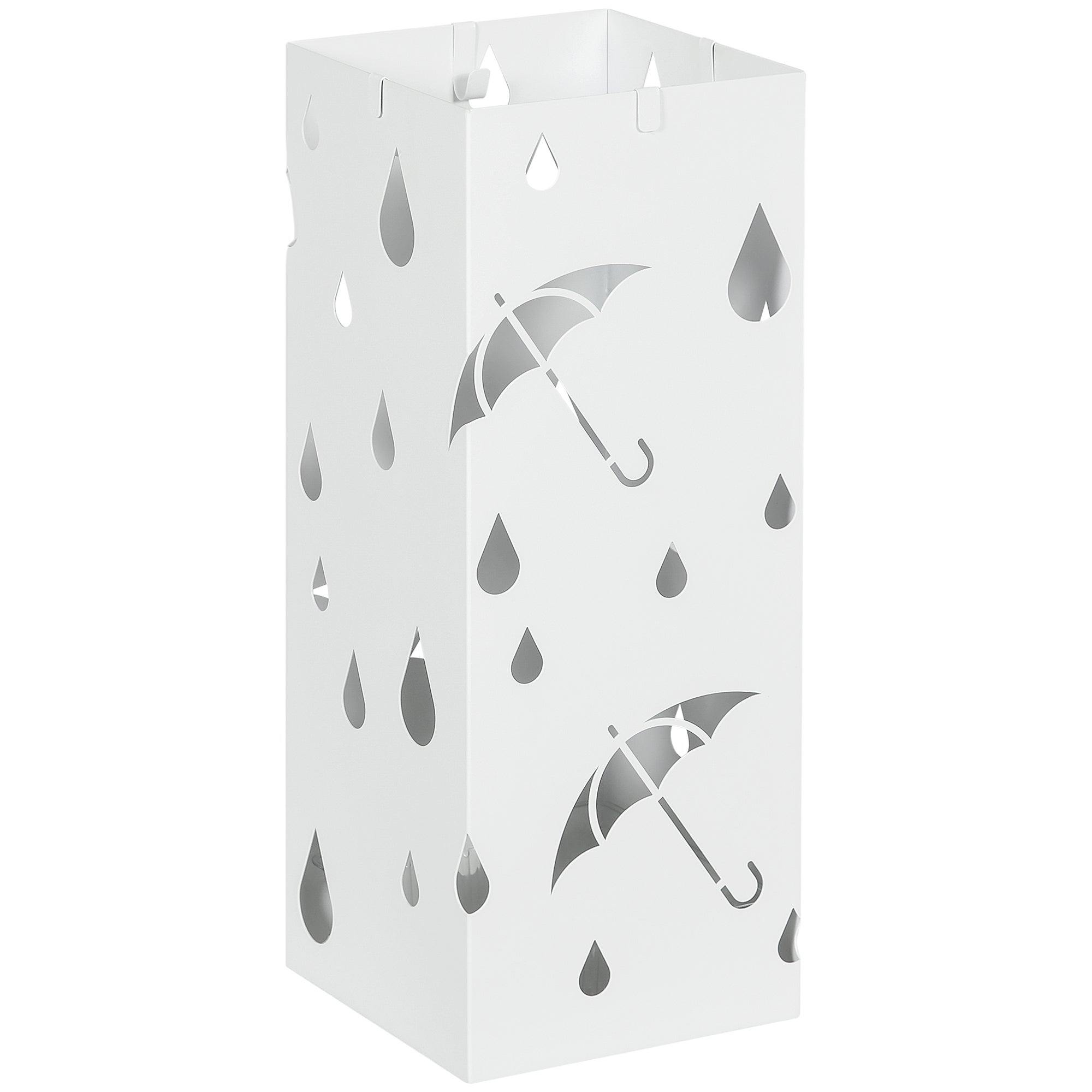 Porte-Parapluie D'Intérieur Haut Avec Bac Récupérateur - 4 Fentes - Métal Et ABS - Pour Parapluies Longs Et Courts