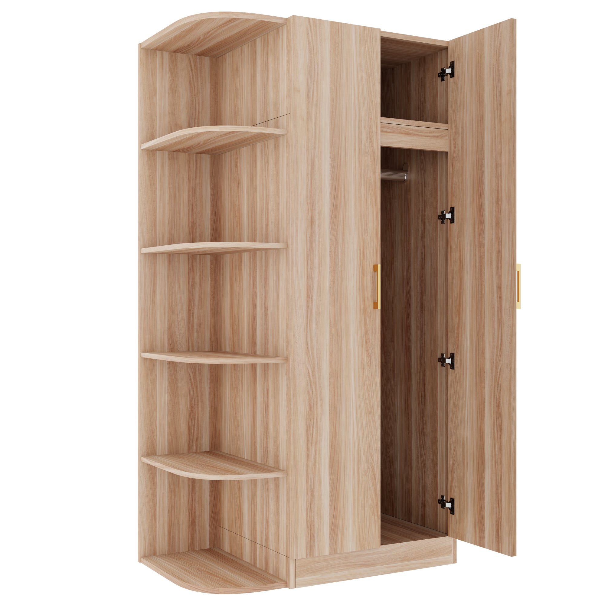 Armoire 90x55x175 cm, double porte, étagères à plusieurs niveaux ...