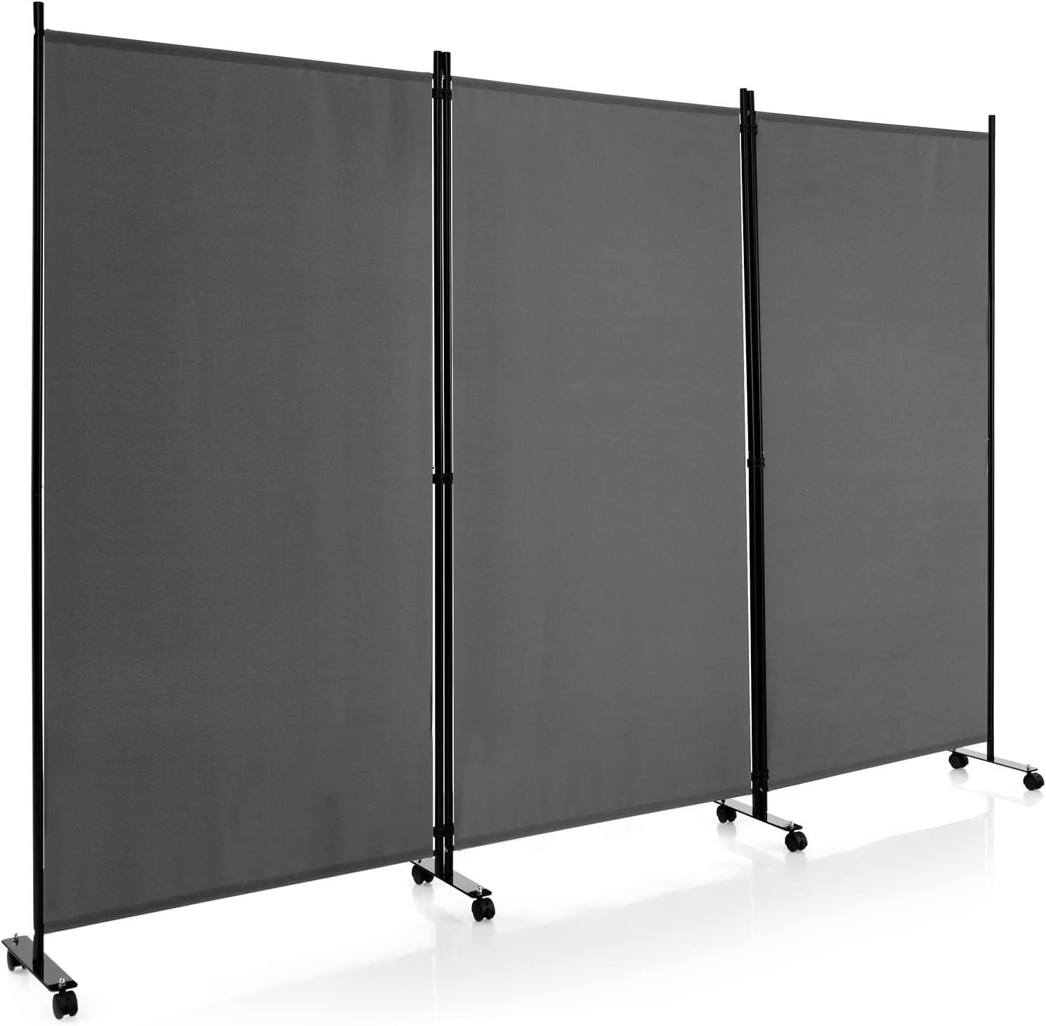Biombo separador de ambientes de 3 panel con ruedas bloqueables, pared de separador, separador de privacidad independiente para sala de estar,