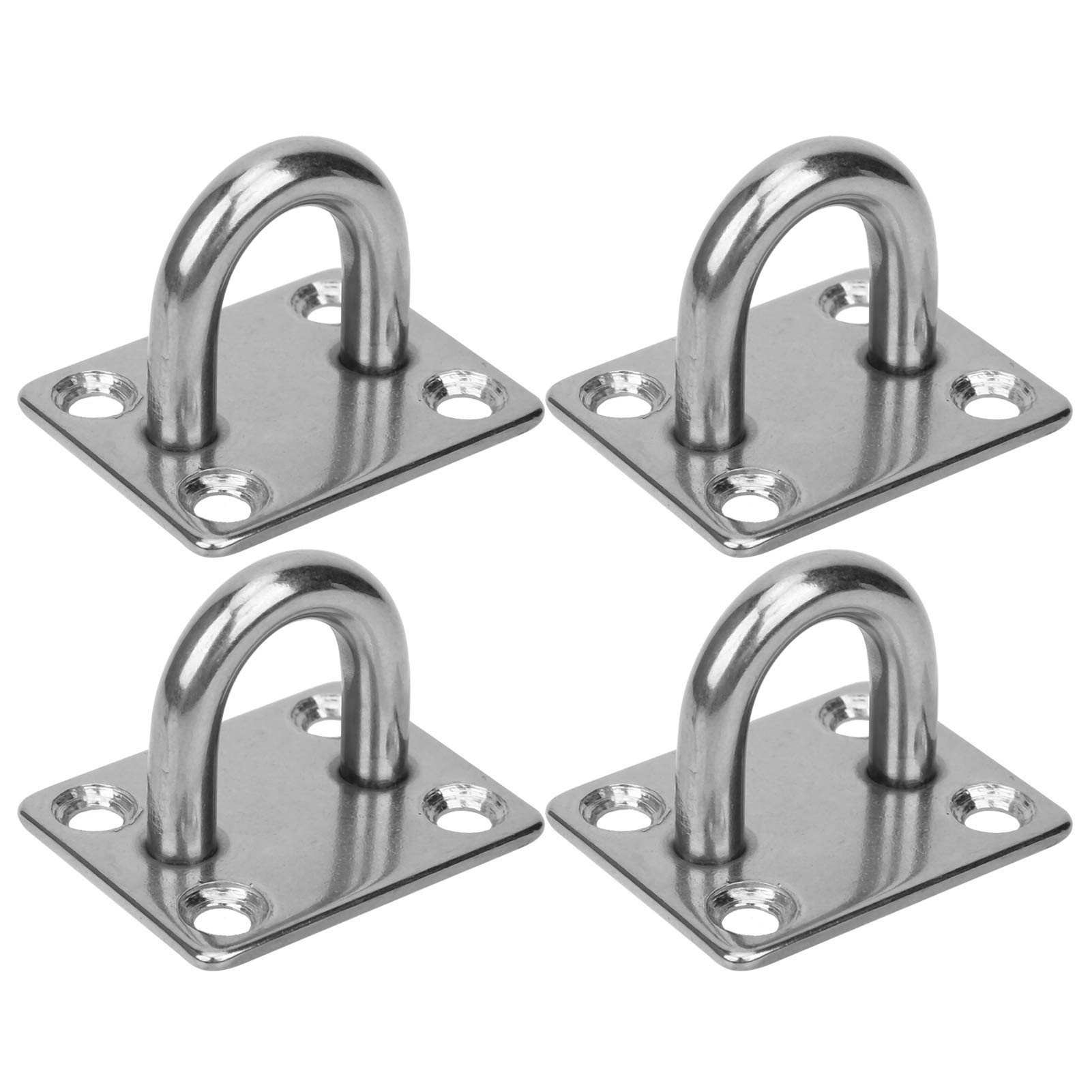 QCAA Piastra Per Gancio Da Soffitto In Acciaio Inox #304, 80x26x3 Mm, Confezione Da 4, Per Hardware Marino E Yacht, Made In Taiwan, Viti Incluse