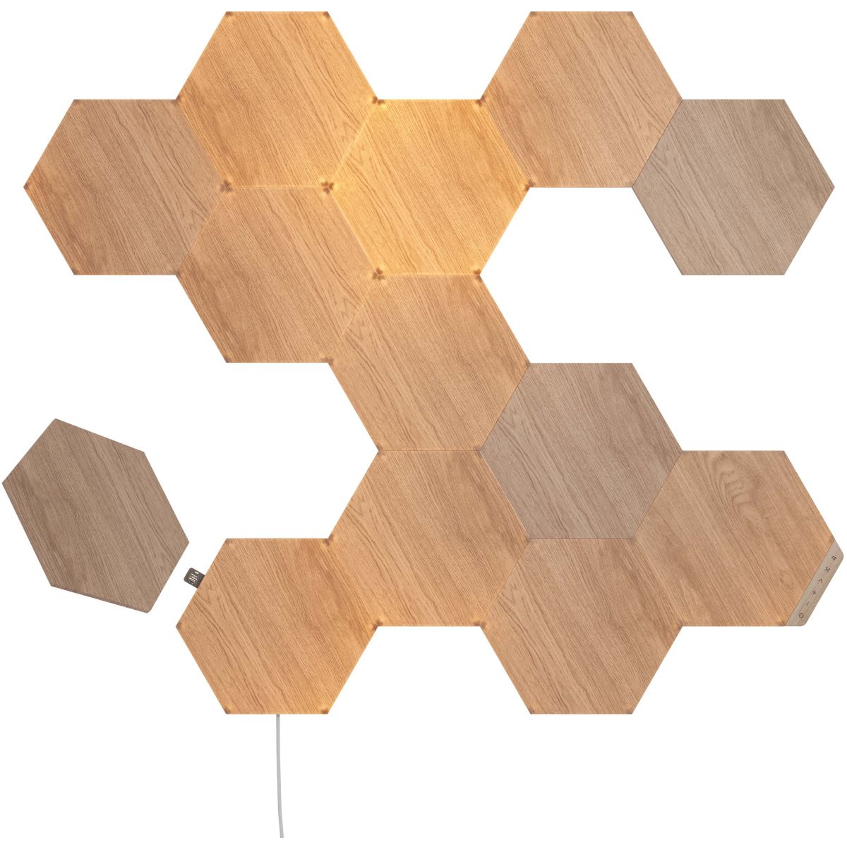 Nanoleaf Elements Starter Kit, 13 Esagoni Luminosi LED Effetto Legno Smart - Applique da Parete Interno Modulari, Luci Led Dimmerabile WiFi, Funziona - 2