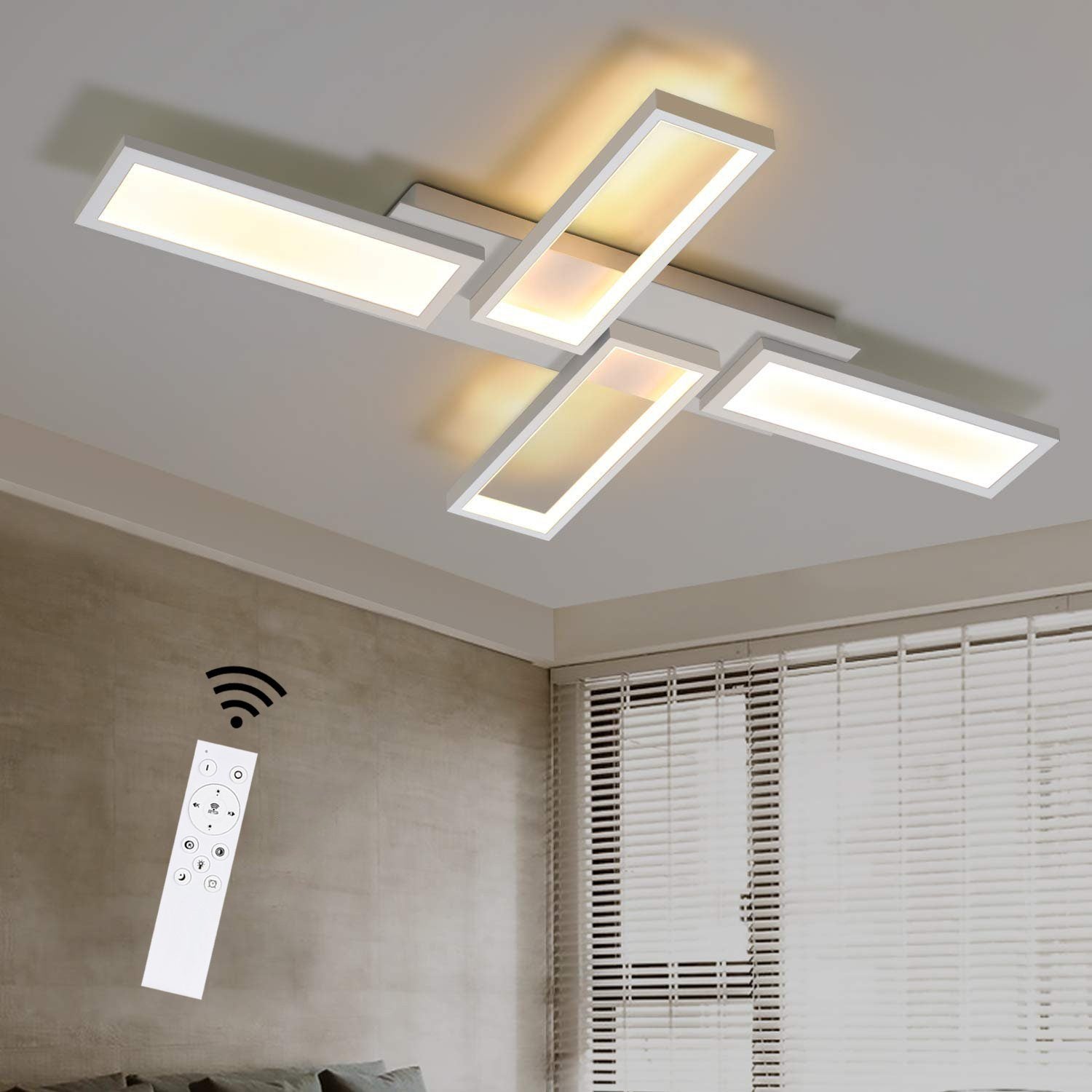 ZMH Lampa sufitowa LED do salonu, biała, ściemnialna, 58W