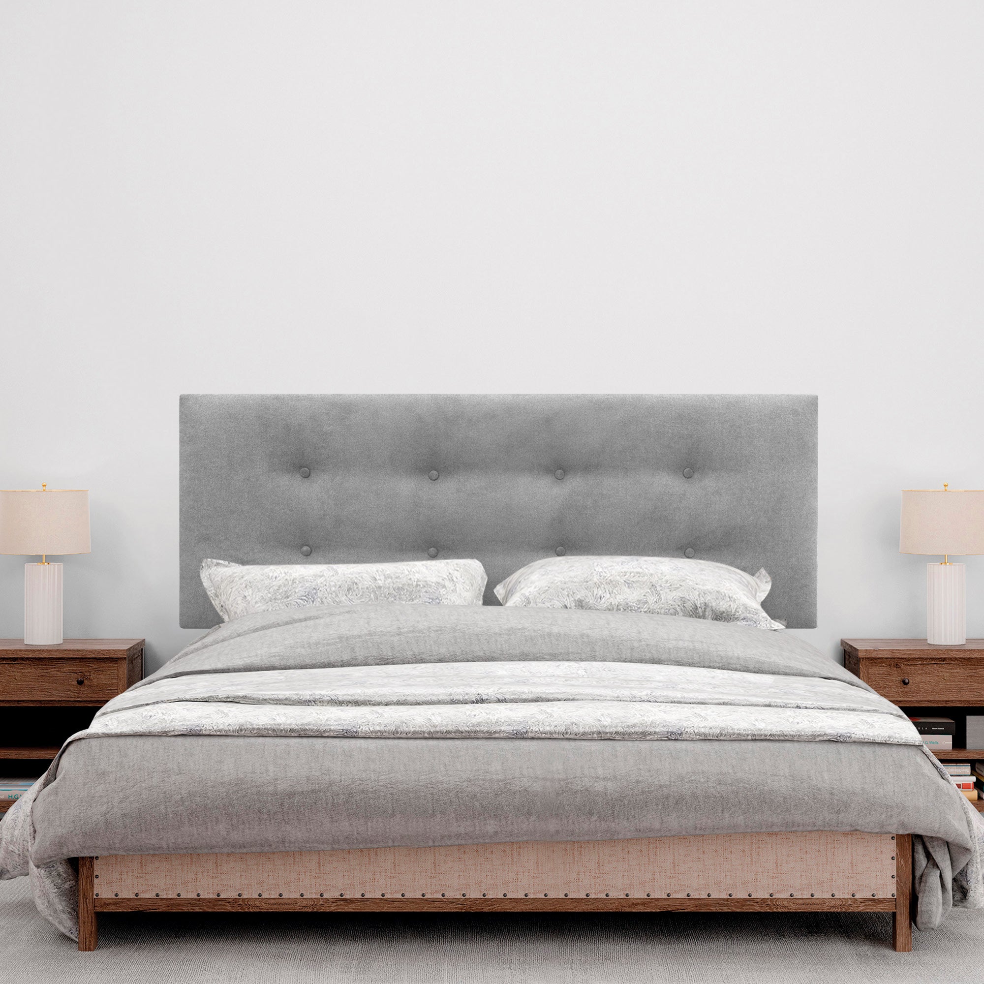 DHOME Cabecero de Tela AQUALINE Pro con 2 hileras de Botones Cabezal tapizado Cama Lujo (Gris, 160cm) - 4