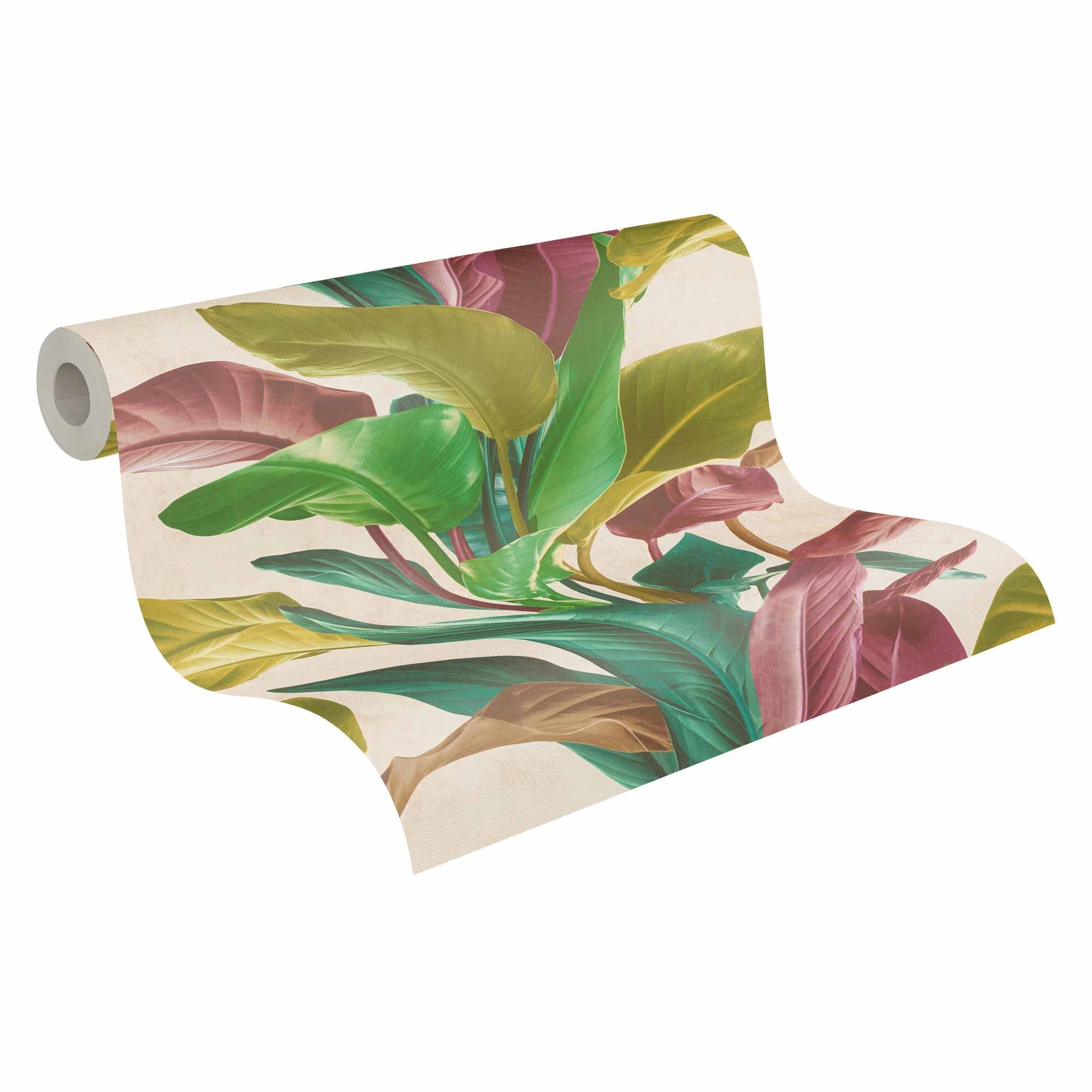 Tapeta tropikalne liście zielonym,starego różuIpetrol blue - 53 cm x 10.05 m - LIVINGWALLS - 3