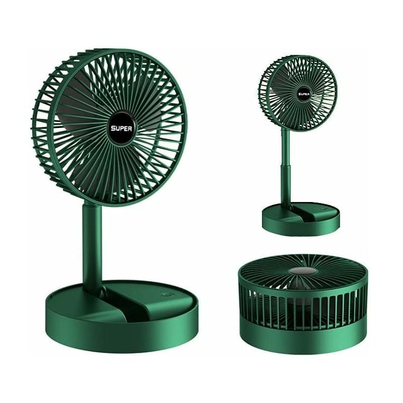 Składany wentylator przenośny ładowany przez USB stojący prędkości mAh wentylator na baterie do użytku na zewnątrz i w biurze cm zielony