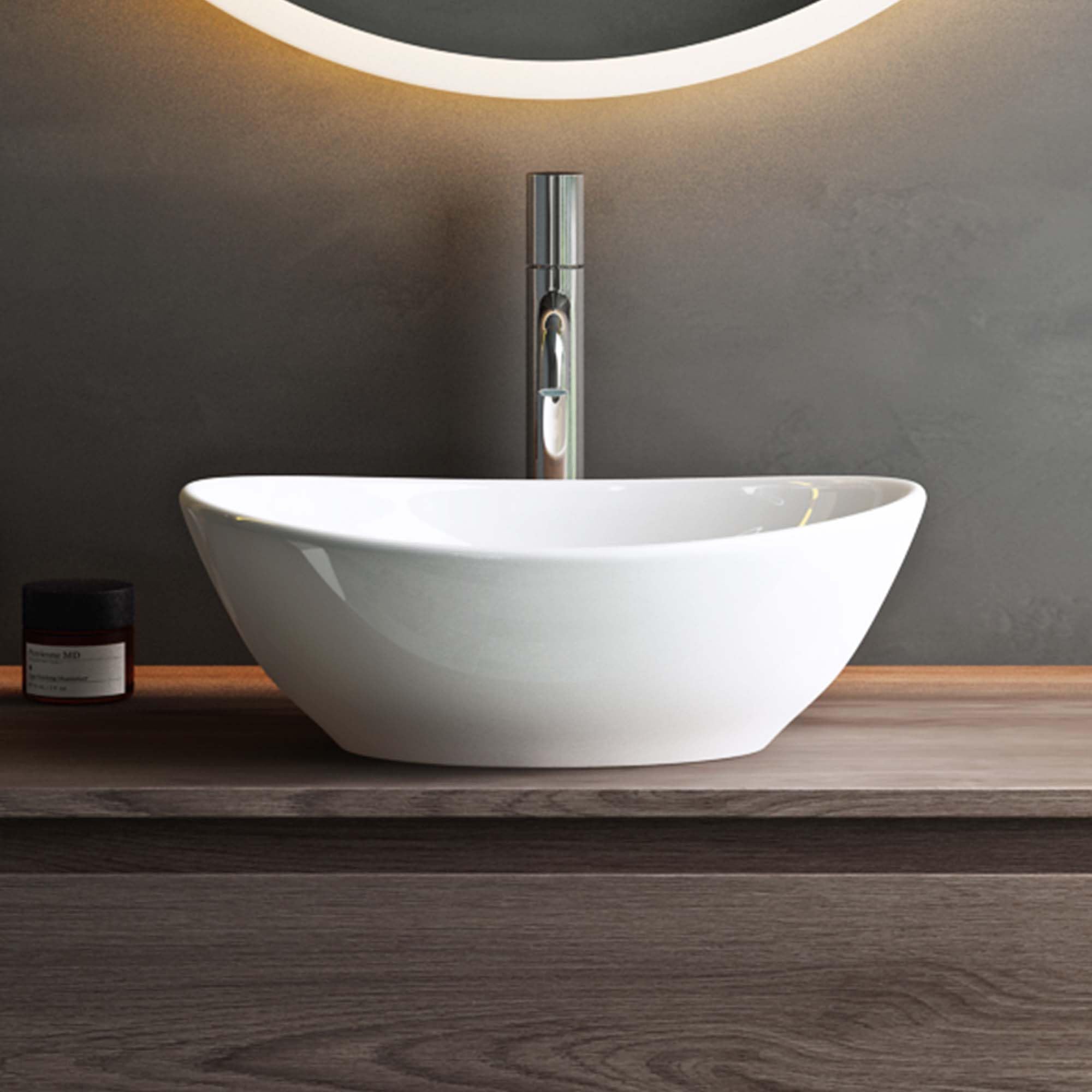 Mai & Mai lave main évier vasque 42x34x14.5 cm en céramique blanc ovale sans perçage pour robinet lavabo sans trop-plein à poser BR205 - 4