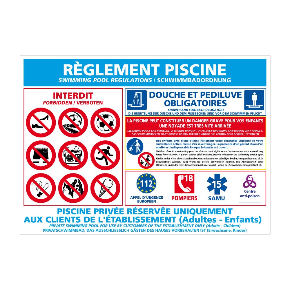 Panneau D'Avertissement Piscine En Métal - 30x20 Cm - Règles De Sécurité - Design Rétro - Pour Intérieur/Extérieur