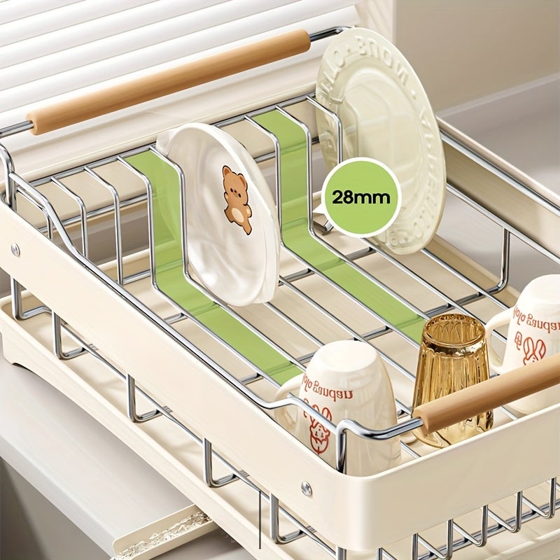 Escurridor de platos grande,escurridor platos multifuncional a prueba de óxido,con escurridor,escurridor de platos de encimera,Color acero inoxidable - 7