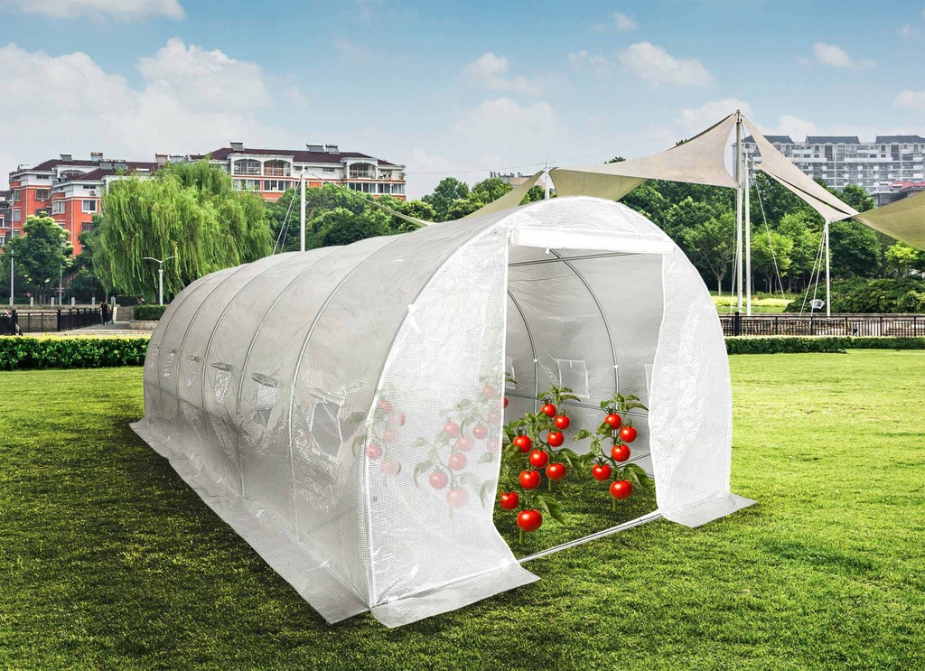 Duży tunel foliowy ogrodowy 6x3 szklarnia warzywa namiot XXL 18m2 biały UV4 - 9