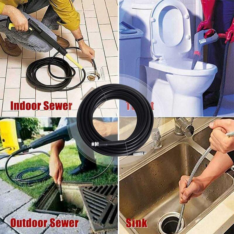 Tuyau Déboucheur Canalisation 15m,Furet karcher Compatible avec Karcher K2, K3, K4, K5, K6, K7, Nettoyeur Haute Pression 180Bar 60°C pour colmatage et - 5