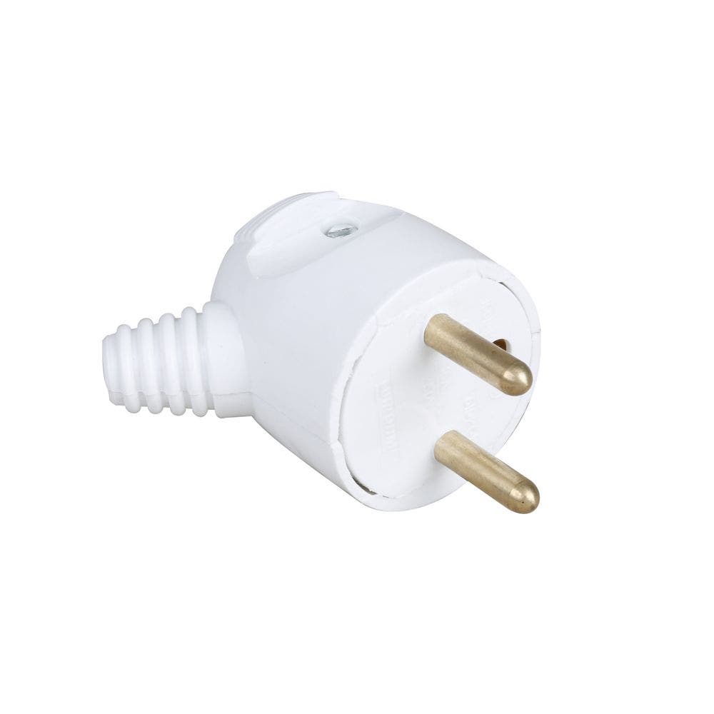 Prise 16A 2P+T coudée blanche | Bricoman