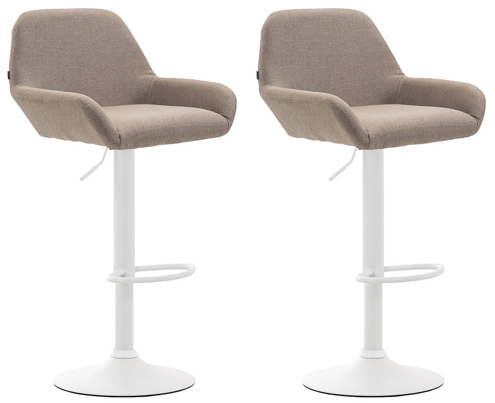 Juego de 2 taburetes de bar braga de tela blanco topo