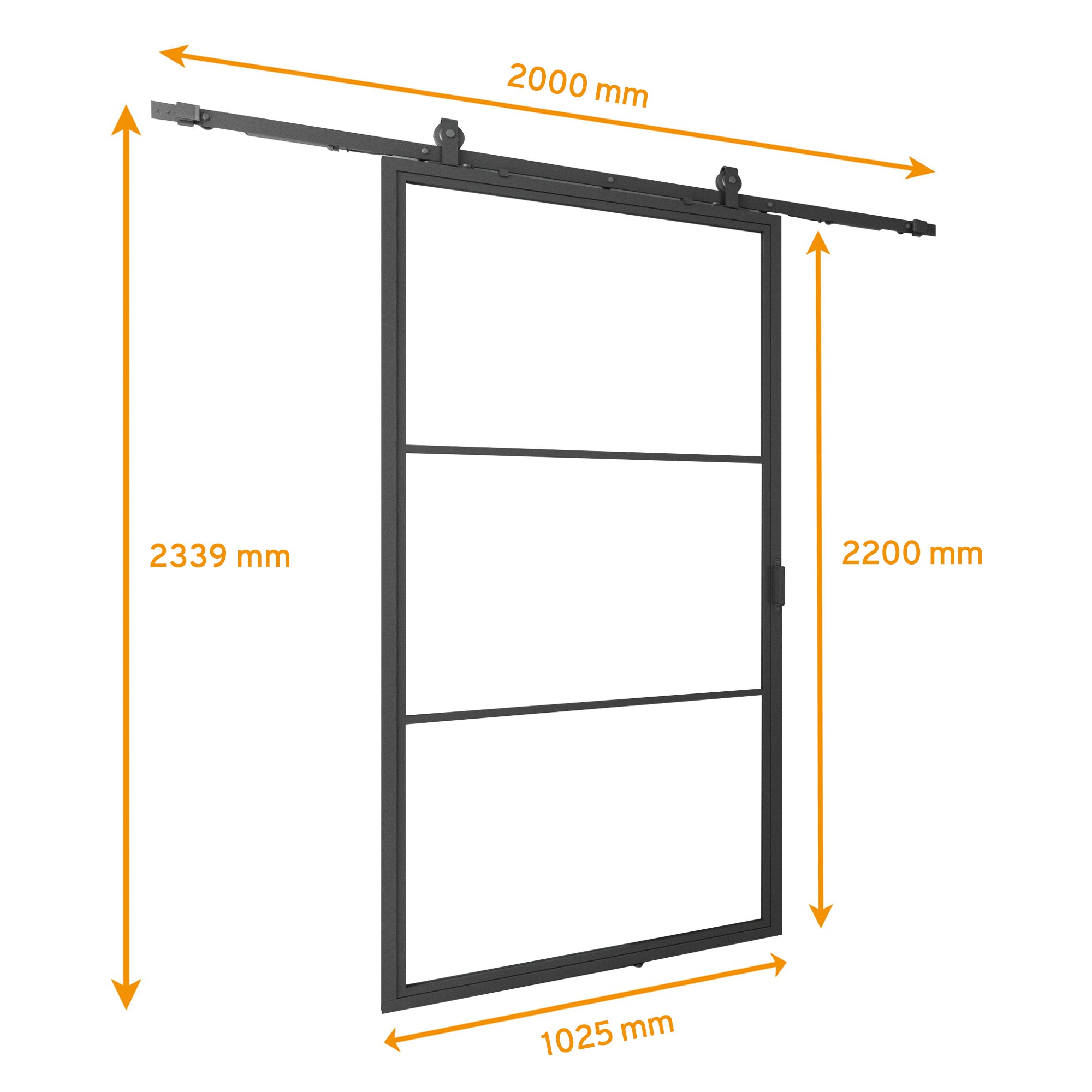 Schulte porte coulissante en verre, 102x220cm, porte coulissante intérieure, porte vitrée verrière, décor industriel noir-double amortisseur softclose - 2