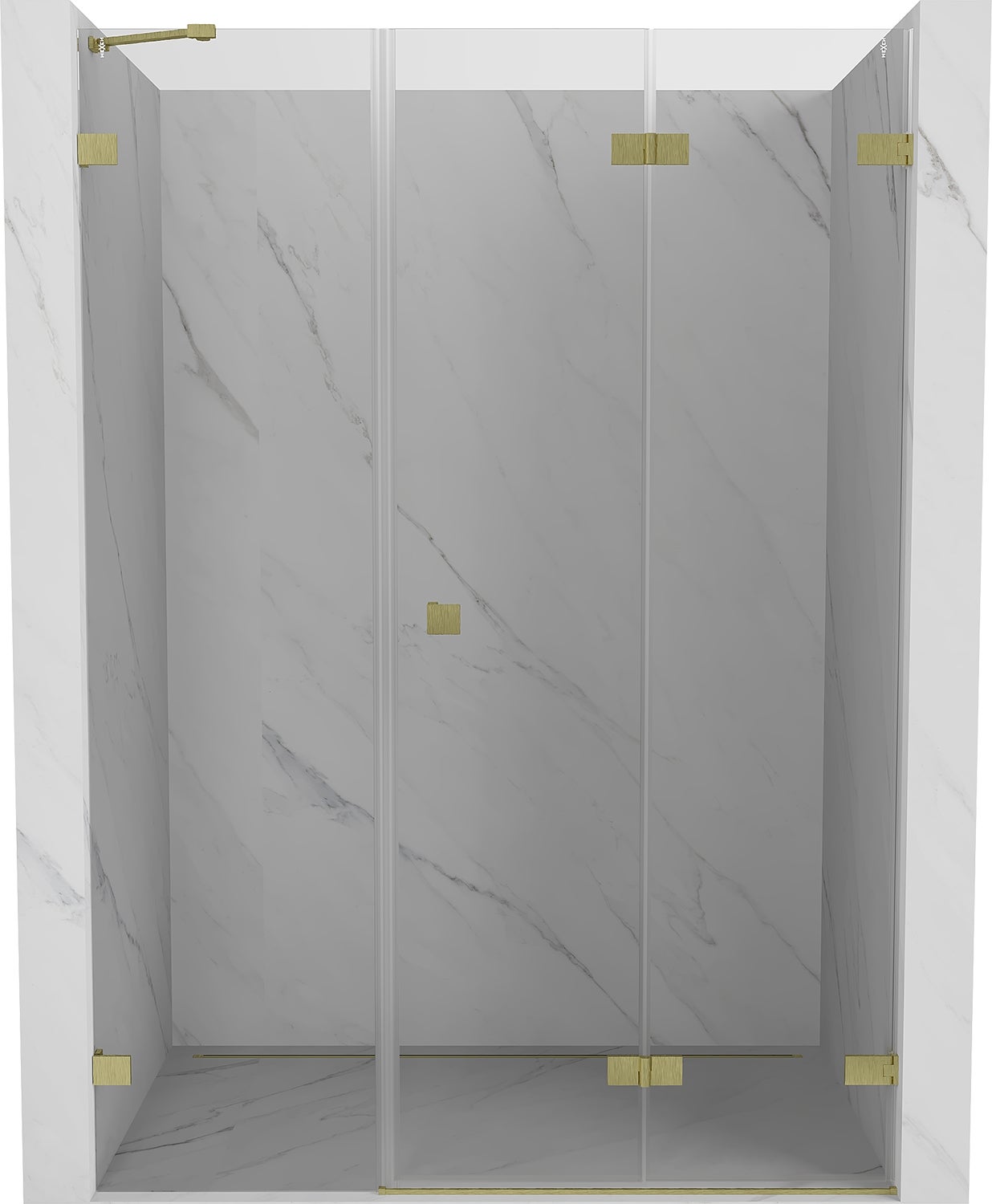 Mexen Lunar-F drzwi prysznicowe składane prawe 125 cm, transparent, złote szczotkowane - 836S-125-050-55-00-P
