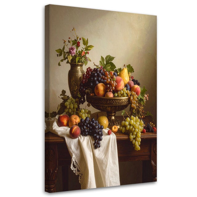 Obraz do salonu kuchni jadalni biura, Martwa natura owoce kwiaty 40x60