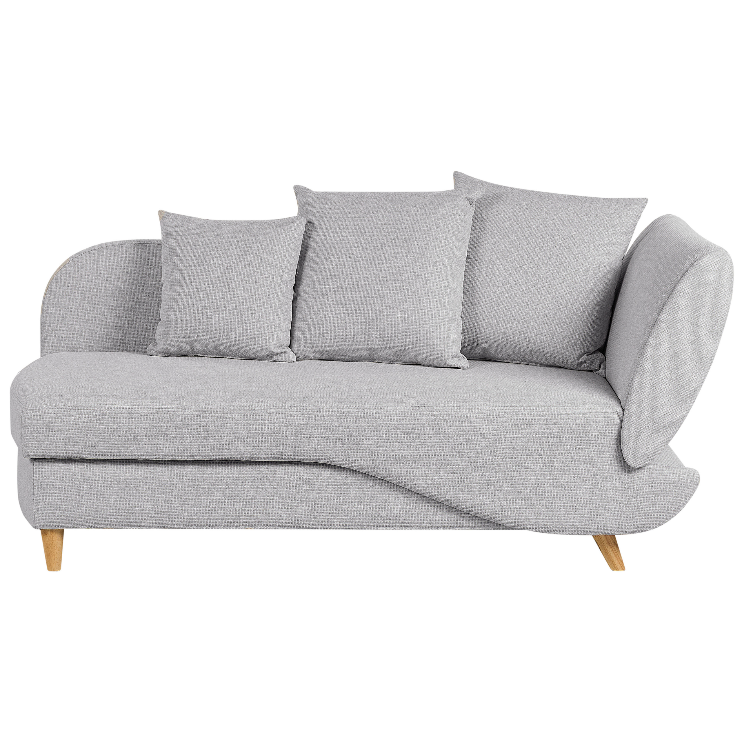 Beliani chaise longue de tela gris claro derecho con almacenaje meri ii