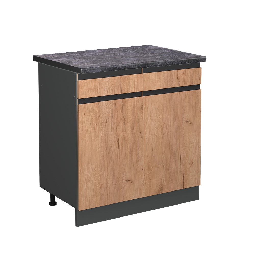 Vicco Szafka dolna do kuchni R-Line, Złoty dąb energetyczny, 80 cm J-Shape, BP Antracyt