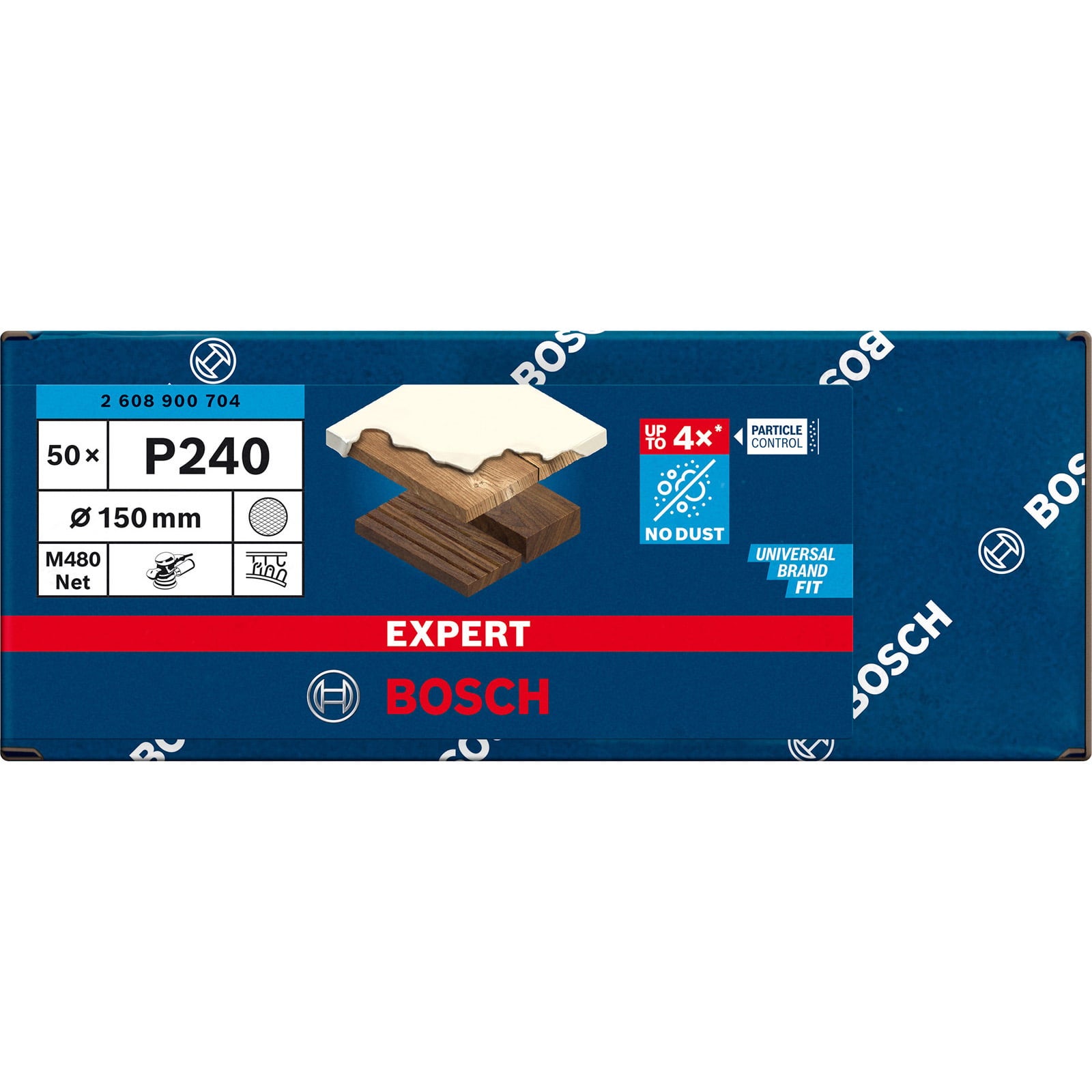Bosch Professional 50x Abrasivi a Rete Expert M480 per Legno Duro, Vernice su Legno, Ø 150 mm, Grana 240, Accessorio Levigatrice Rotoorbitale - 3