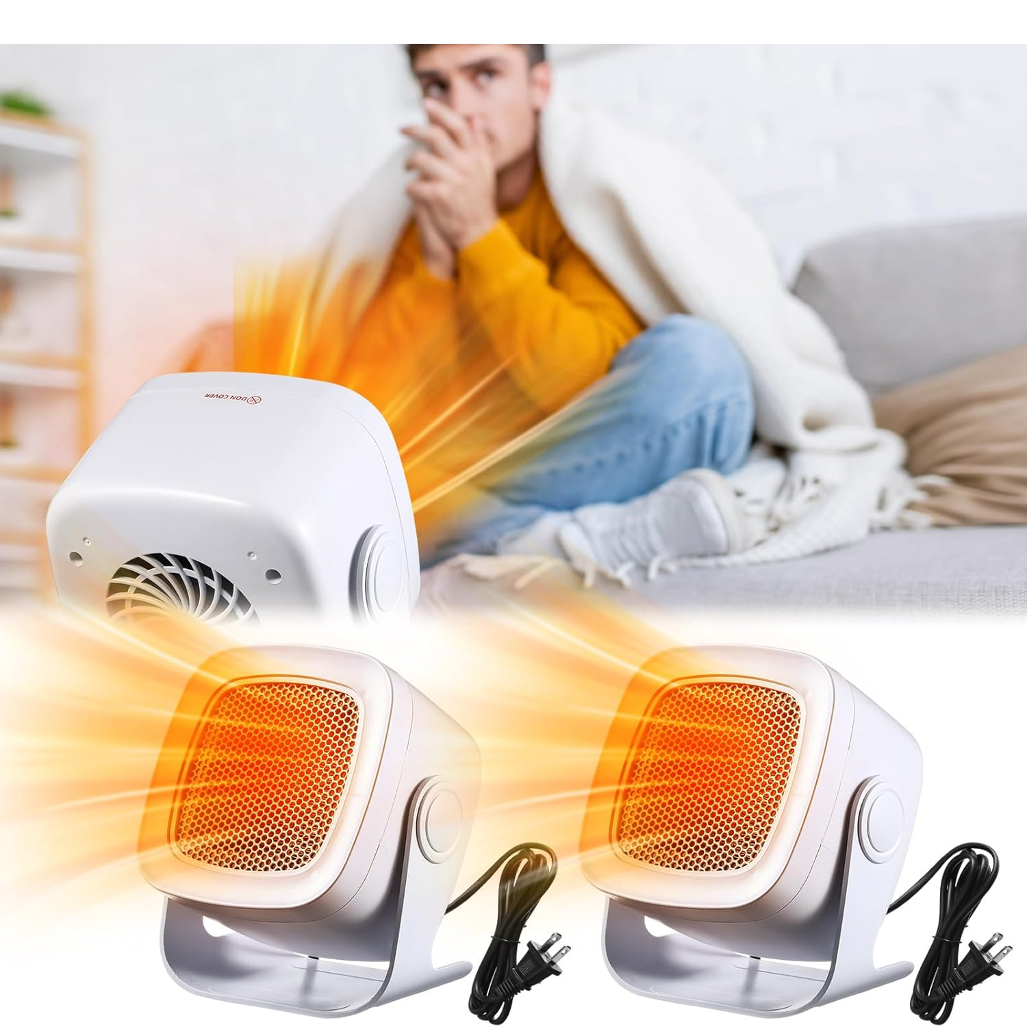 1 Pack 800W Petit radiateur électrique portable pour usage intérieur ...