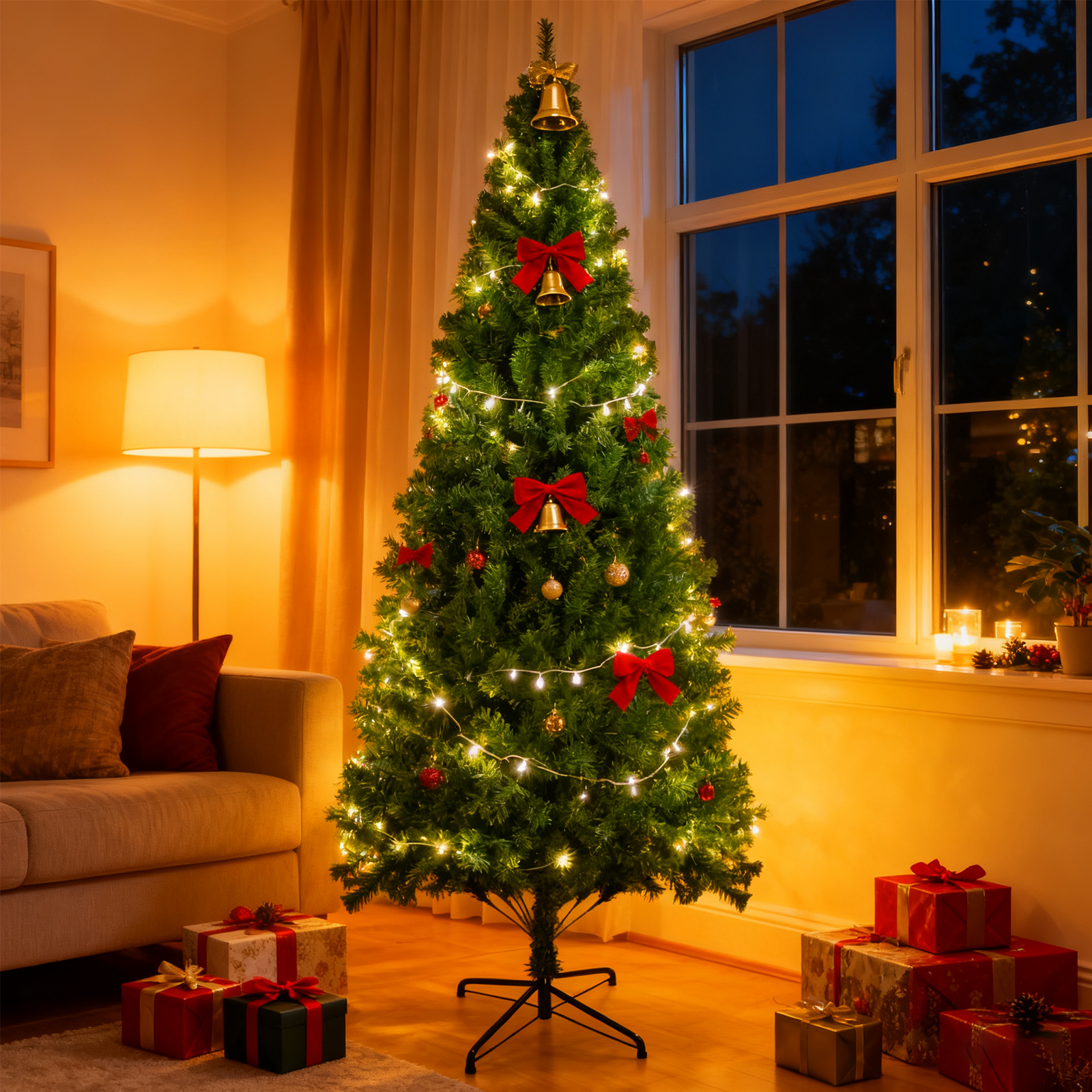 Nettlife Sapin de Noël Artificiel 210 cm, Ultra-Réaliste en PVC, Montage Rapide et Facile, Arbre de Noël Vert avec Support en Métal Stable. - 7