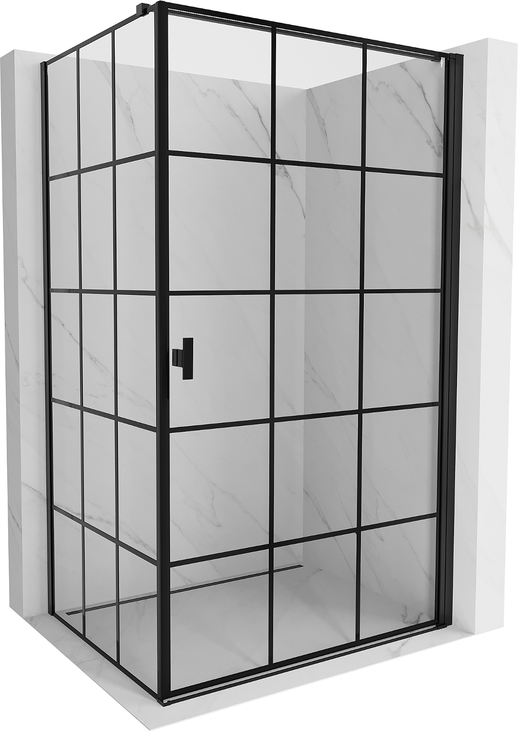 Mexen Mist-B kabina prysznicowa uchylna prawa 80 x 95 cm, czarna kratka, czarna - 8A2T-080-095-70-77-P