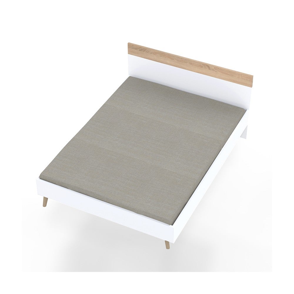 Lit 140x190 Alaric Blanc et Bois blanchi - 6