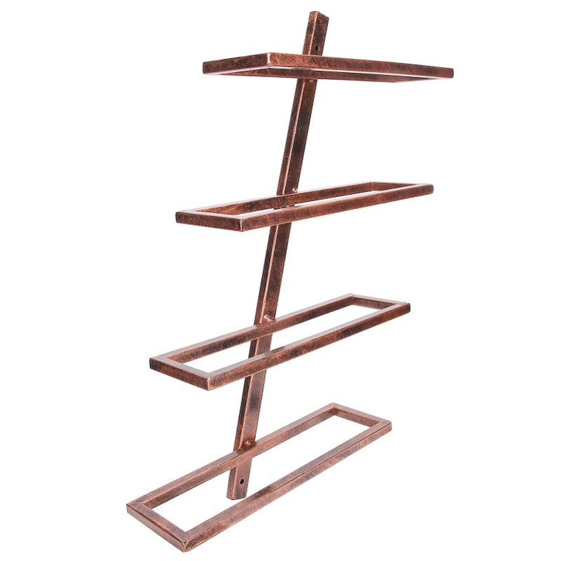 Rustykalna półka na wino do powieszenia na ścianie, do szafki w jadalni (pochyła półka wisząca na 4 butelki)