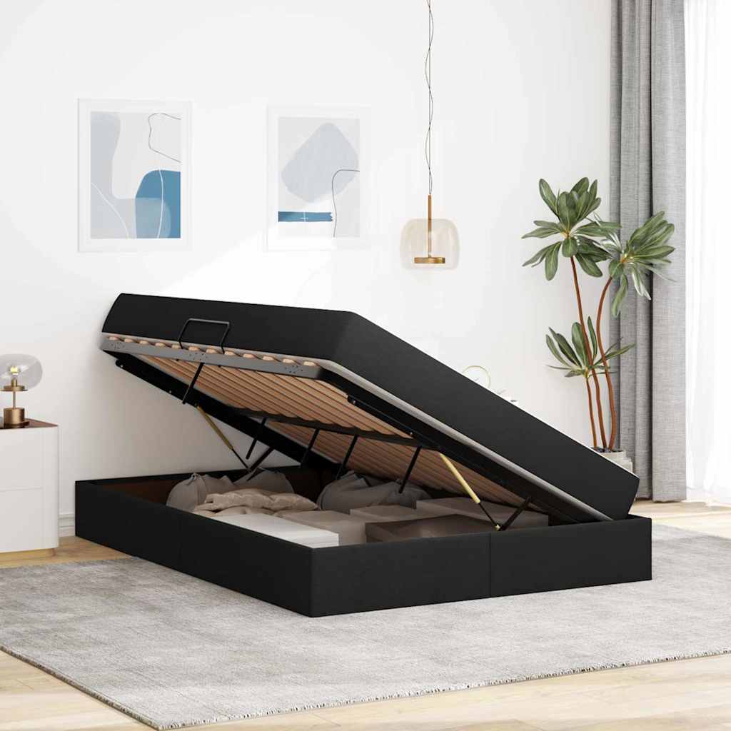 Lit avec rangement et matelas Noir 140 x 200 cm Polyester - 4