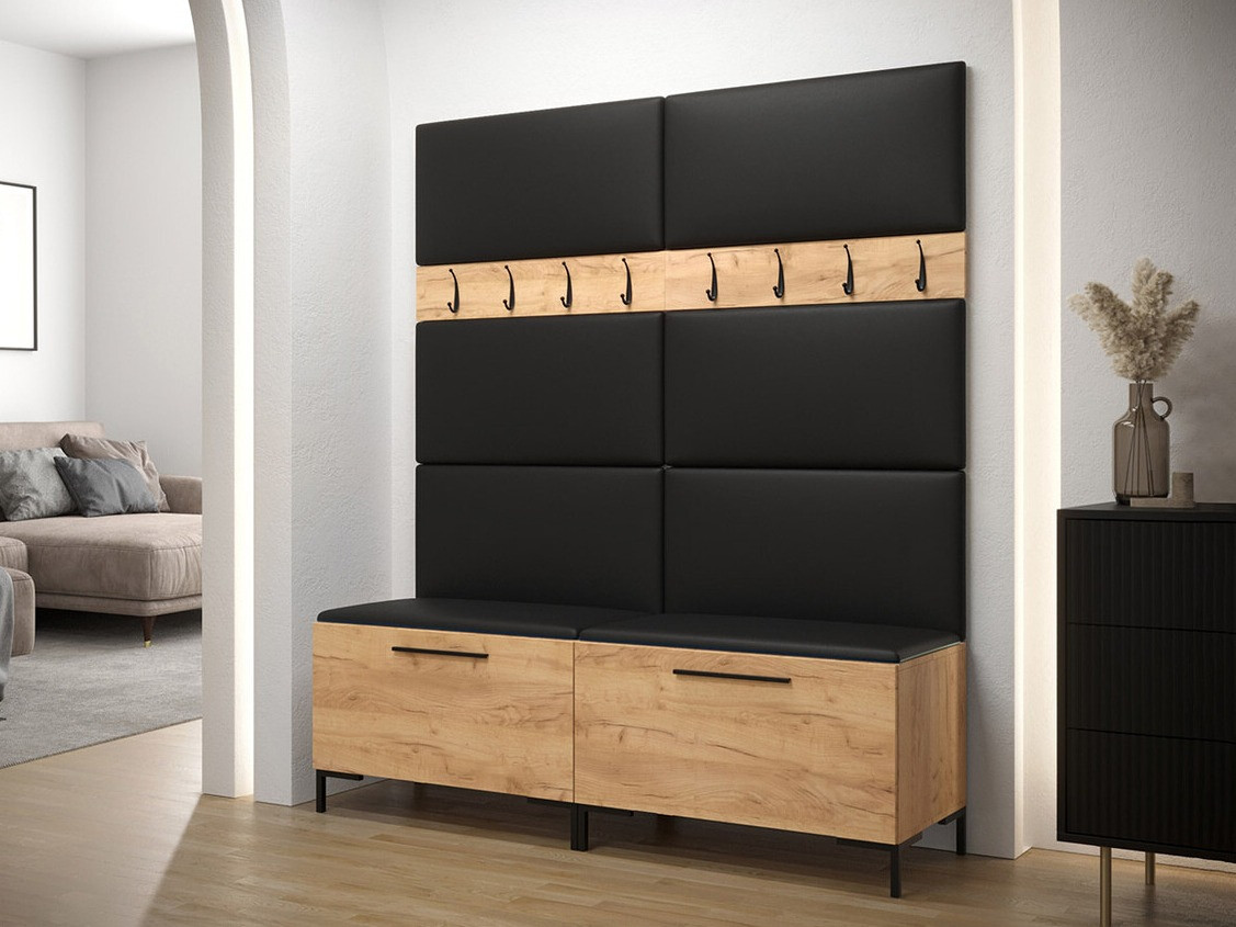 Conjunto para corredor Tivsoa 101, 196x168x46cm, Craft carvalho, Couro Ecológico, Placa de aglomerado laminado, Colocado, Montado nas parede - 2